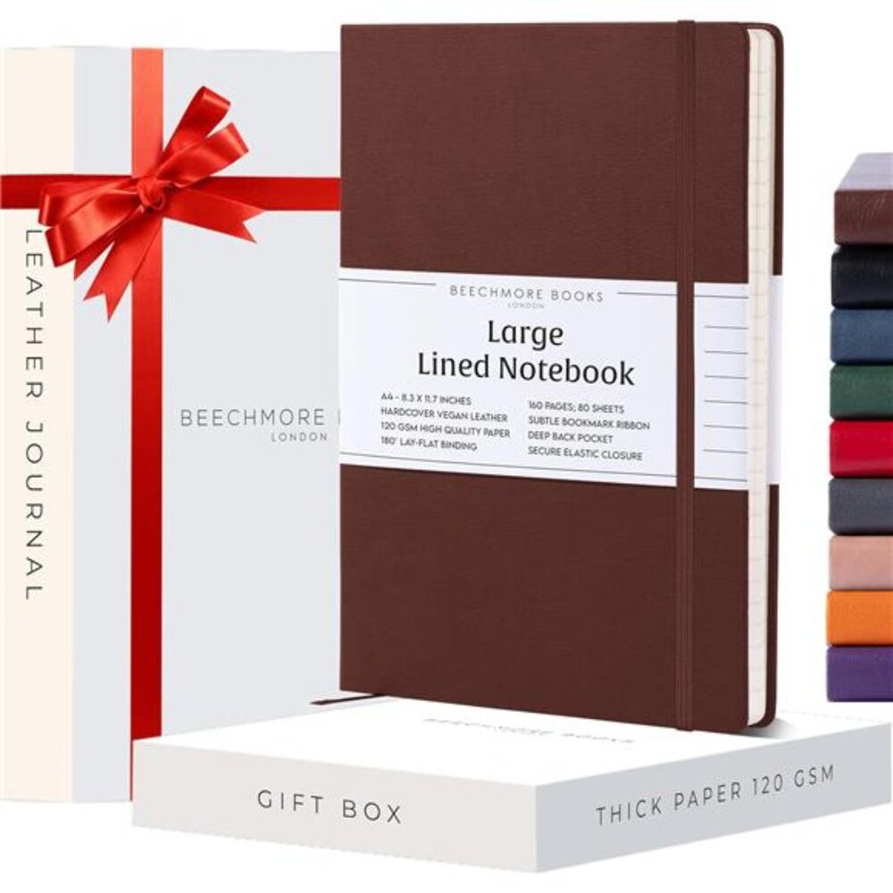 Lined Journal Notebook, 8.5 x 11.5 inch, A4 160 Lined Pages,Hardcover Leather